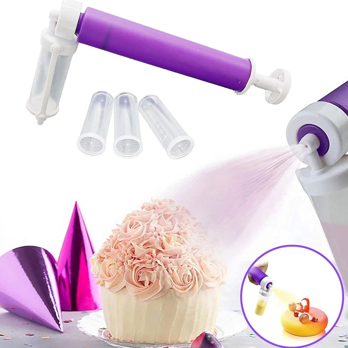 Cake decorating tips set tools icing plastic gun cylinder pastry cookie butter device decoration kit baking 8pcs